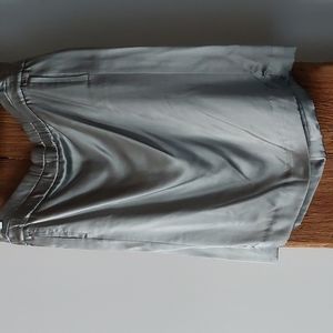 EUC J.Crew 100% silk silver pull on skirt with pockets size 12 elastic waist